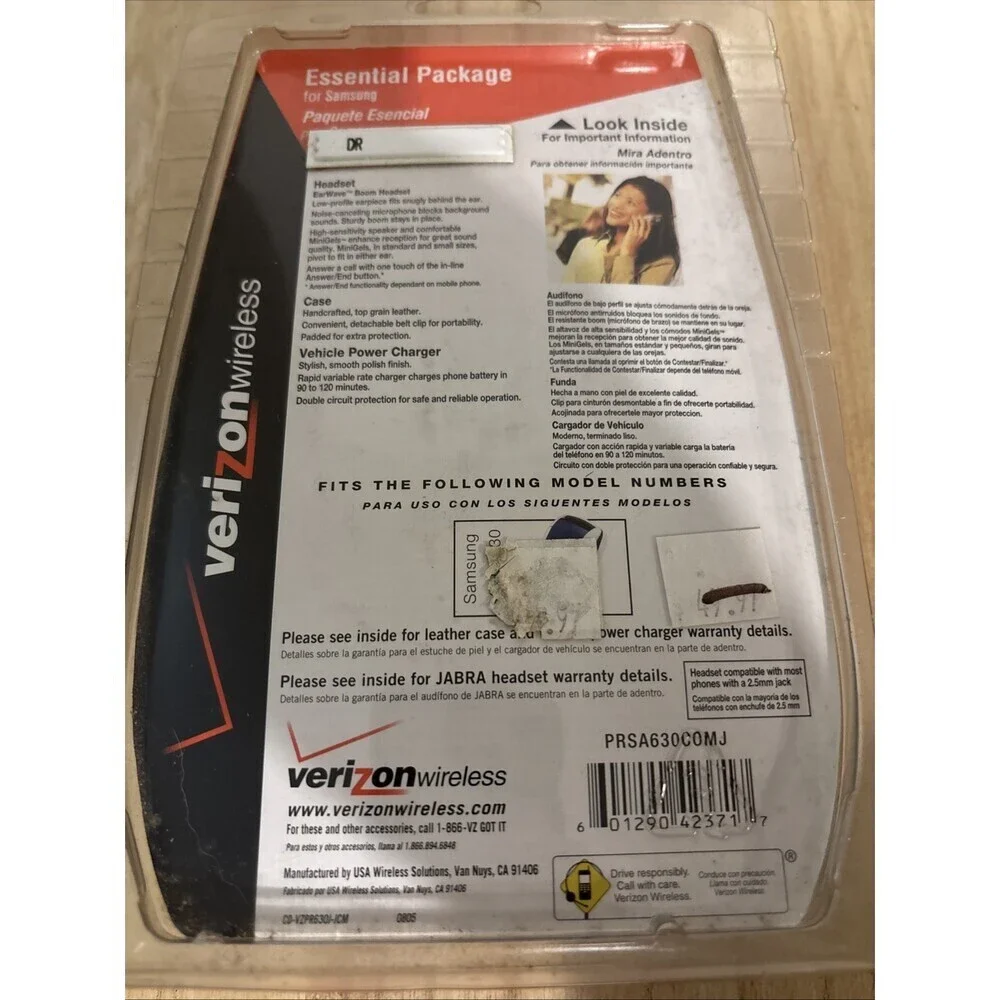 Verizon Essential Package Samsung SCH-a630 Cell Phone Headset Case Charger